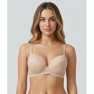 Frederick’s of Hollywood Beatrix Scalloped Lace Push Up Bra Womens Lingerie, 36C